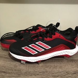 Mens Adidas Icon 6 Bounce Low Metal Baseball Cleats Size 7 Red/Black/White NEW